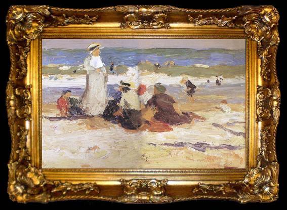 framed  Edward Henry Potthast Prints At the beach, ta009-2